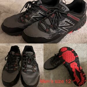 New Balance Men's Gray and Red Trail Running Shoes